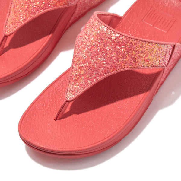 FitFlop X03-B09 Lulu Glitter Ladies Rosy Coral Toe Post Sandals-elevate your sole