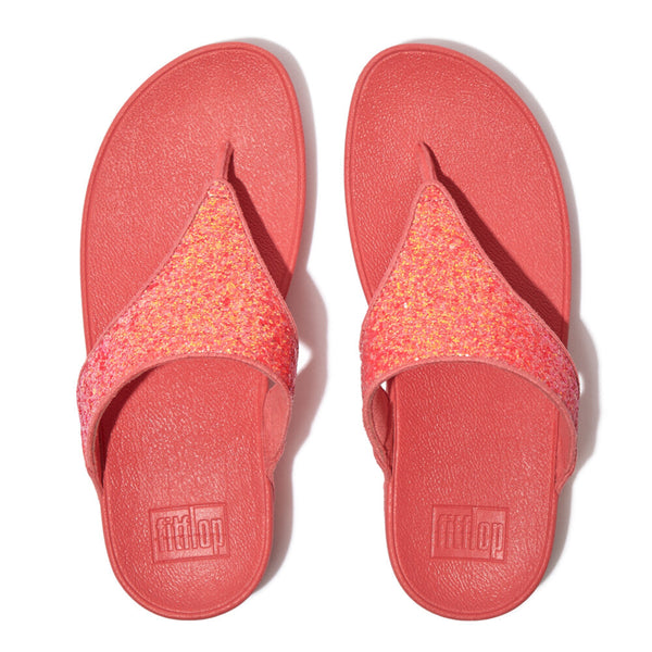 FitFlop X03-B09 Lulu Glitter Ladies Rosy Coral Toe Post Sandals-elevate your sole