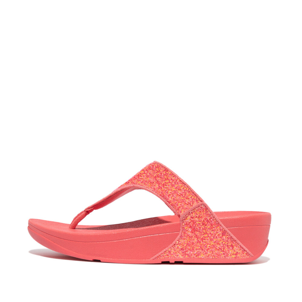 FitFlop X03-B09 Lulu Glitter Ladies Rosy Coral Toe Post Sandals-elevate your sole