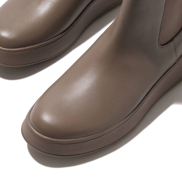 Fitflop FH4-A76 F-Mode Ladies Minkey Grey Leather Elasticated Ankle Boots-elevate your sole