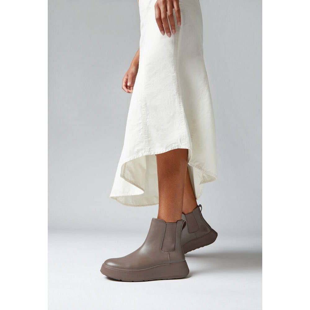 Fitflop FH4-A76 F-Mode Ladies Minkey Grey Leather Elasticated Ankle Boots-elevate your sole