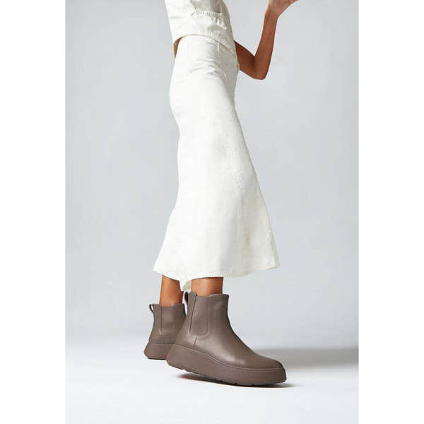 Fitflop FH4-A76 F-Mode Ladies Minkey Grey Leather Elasticated Ankle Boots-elevate your sole