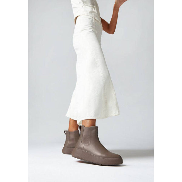 Fitflop FH4-A76 F-Mode Ladies Minkey Grey Leather Elasticated Ankle Boots-elevate your sole