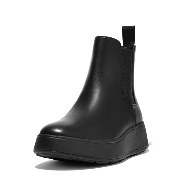 Fitflop Flatform Chelsea Fh4-090 Ladies Black Leather Pull On Ankle Boots-elevate your sole