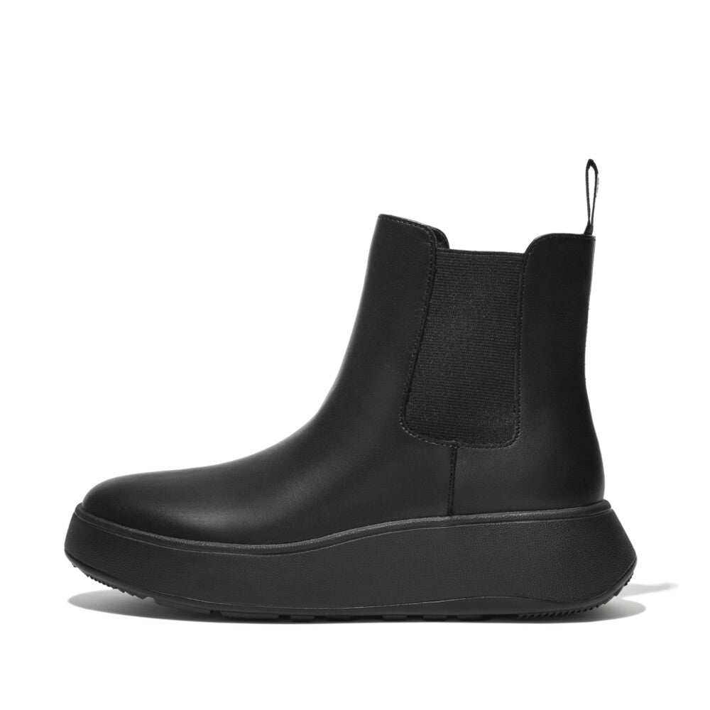 Fitflop Flatform Chelsea Fh4-090 Ladies Black Leather Pull On Ankle Boots-elevate your sole
