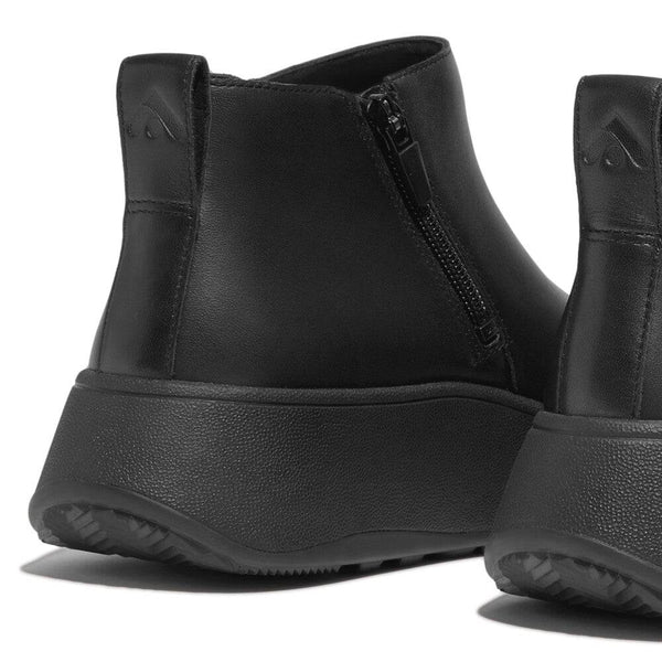 Fitflop Gm2-090 F-Mode Ladies Black Leather Side Zip Ankle Boots-elevate your sole