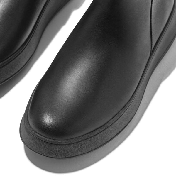 Fitflop Gm2-090 F-Mode Ladies Black Leather Side Zip Ankle Boots-elevate your sole