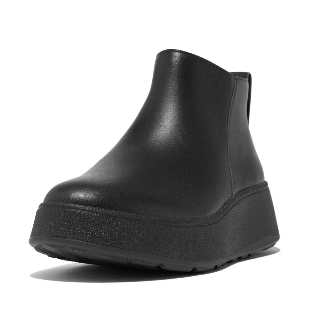 Fitflop Gm2-090 F-Mode Ladies Black Leather Side Zip Ankle Boots-elevate your sole