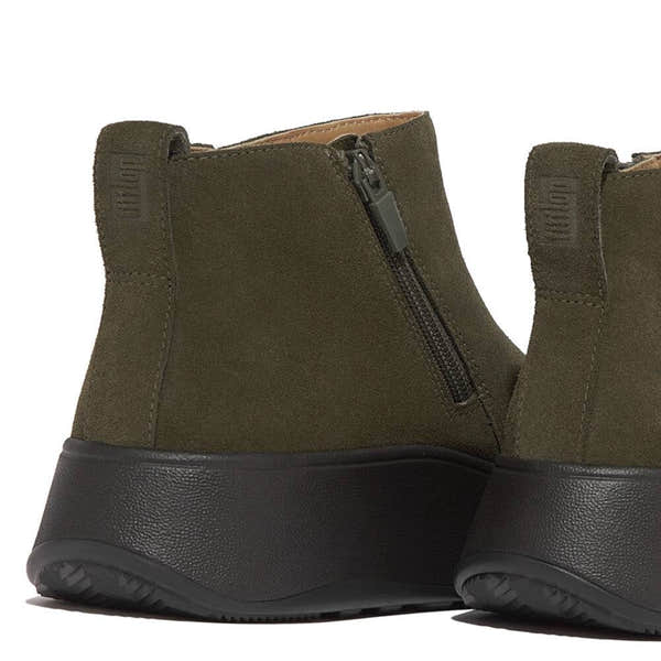 Fitflop Gm3-B77 F-Mode Ladies Deep Olive Suede Side Zip Ankle Boots-elevate your sole