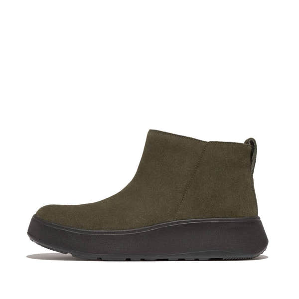 Fitflop Gm3-B77 F-Mode Ladies Deep Olive Suede Side Zip Ankle Boots-elevate your sole