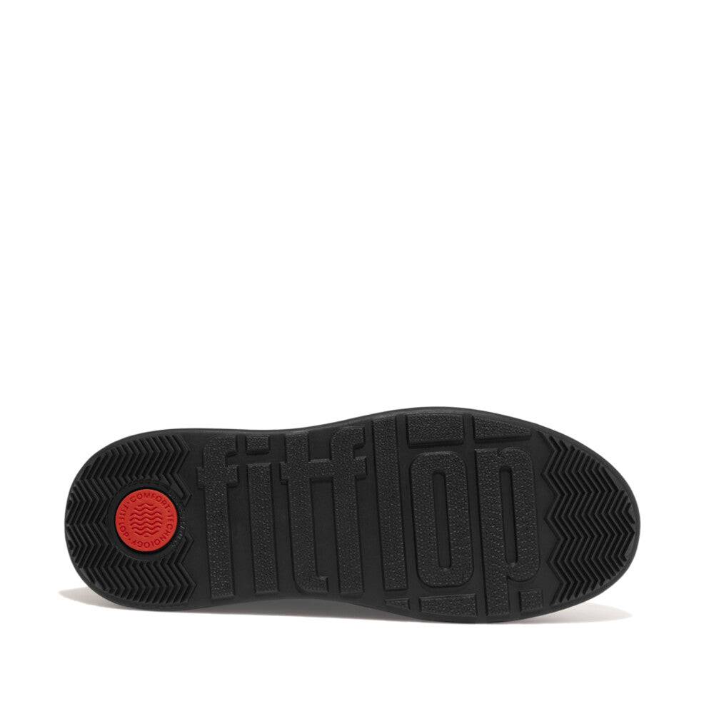 Fitflop Gm4-090 F-Mode Ladies All Black Leather Zip & Lace Ankle Boots-elevate your sole
