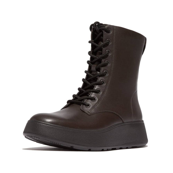 Fitflop Gm4-167 F-Mode Ladies Chocolate Brown Leather Zip & Lace Ankle Boots-elevate your sole