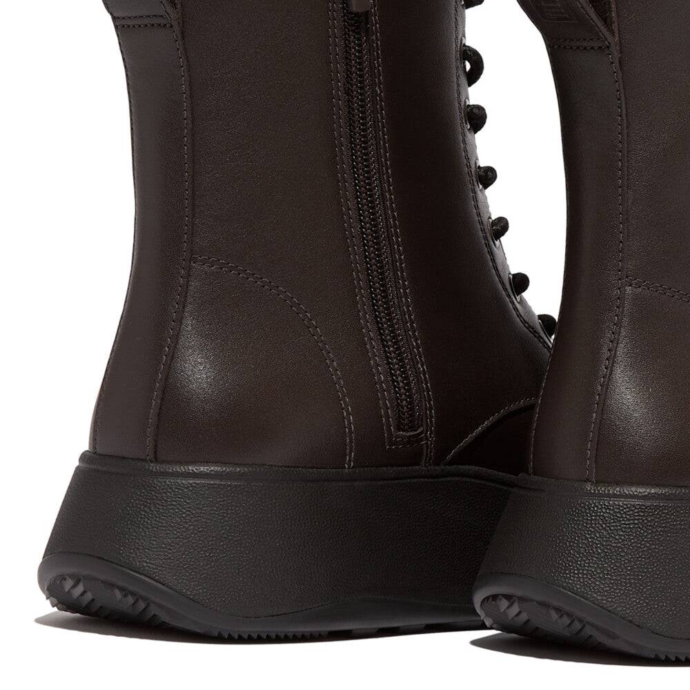 Fitflop Gm4-167 F-Mode Ladies Chocolate Brown Leather Zip & Lace Ankle Boots-elevate your sole