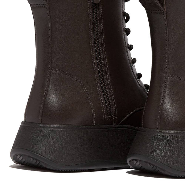 Fitflop Gm4-167 F-Mode Ladies Chocolate Brown Leather Zip & Lace Ankle Boots-elevate your sole