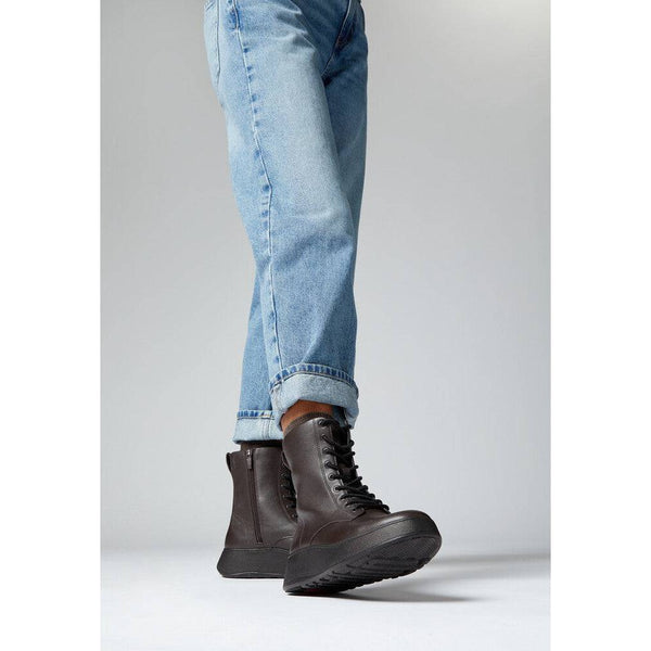 Fitflop Gm4-167 F-Mode Ladies Chocolate Brown Leather Zip & Lace Ankle Boots-elevate your sole