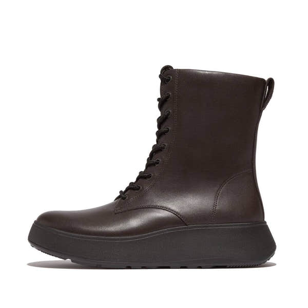 Fitflop Gm4-167 F-Mode Ladies Chocolate Brown Leather Zip & Lace Ankle Boots-elevate your sole