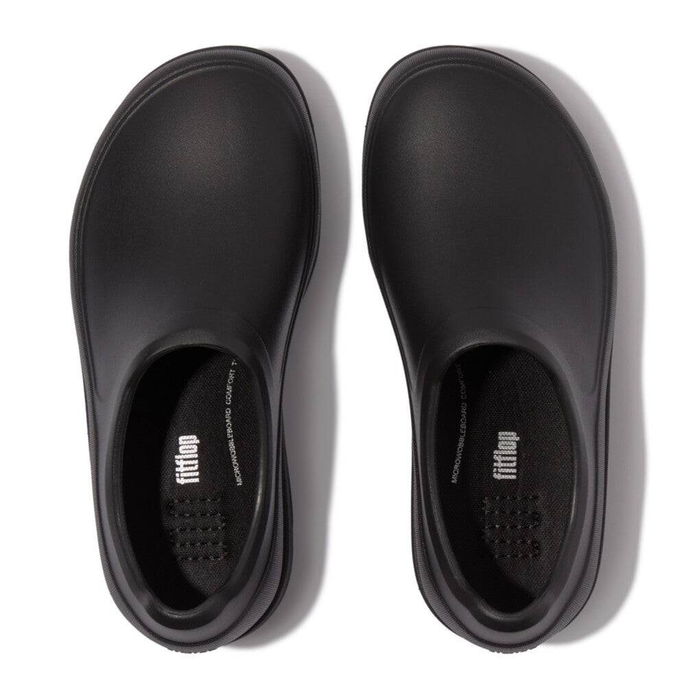 Fitflop Id4-090 Work Clogs Ladies Wide Black Slip Ons-elevate your sole