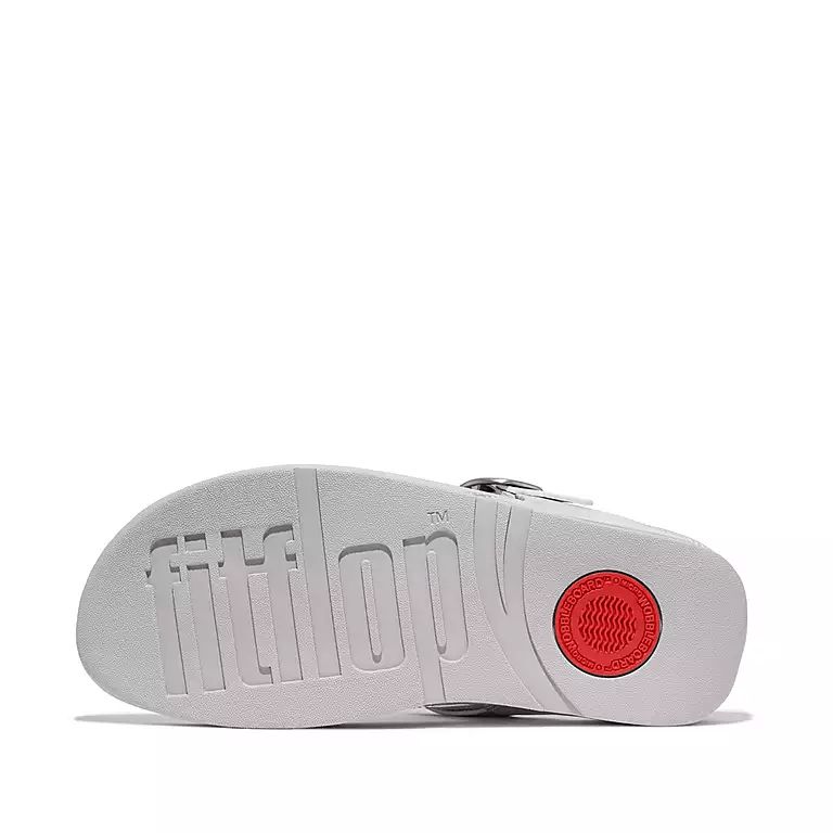 Fitflop Ig4-011 Lulu Adjustable Buckle Ladies Silver Leather & Textile Toe Post Sandals-elevate your sole