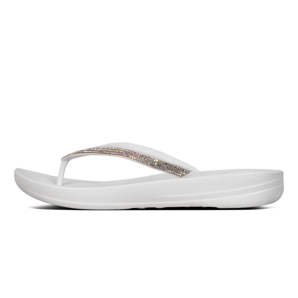 Fitflop R08-194 Iqushion Sparkle Ladies Urban White Toe Post Sandals-elevate your sole