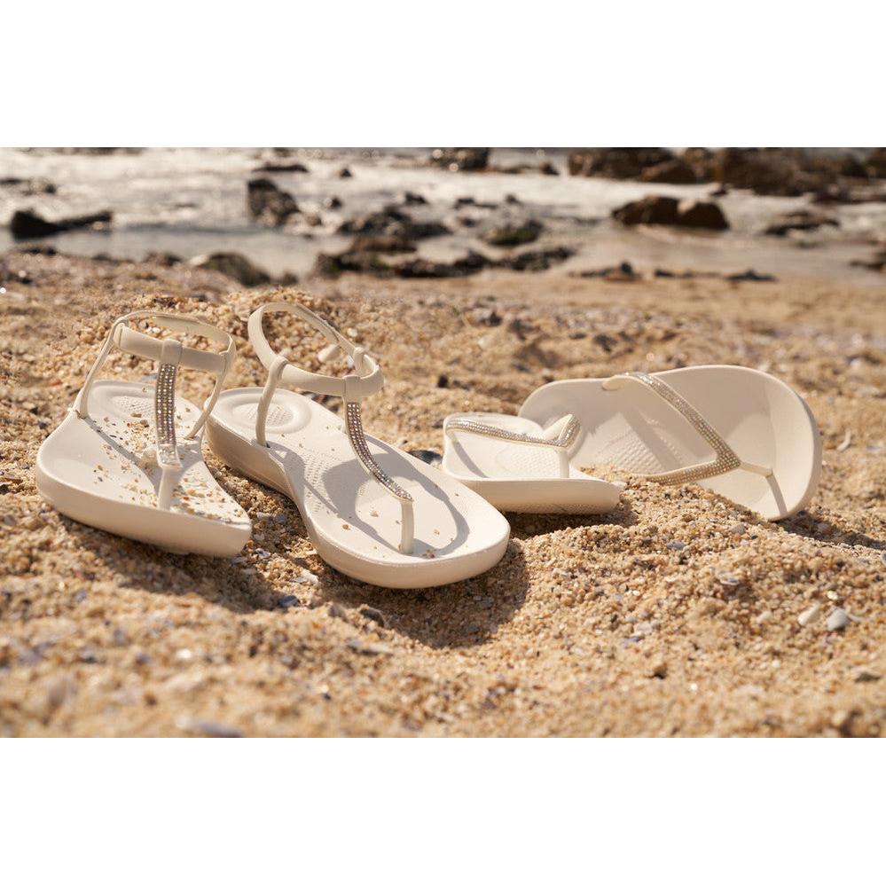 Fitflop R08-194 Iqushion Sparkle Ladies Urban White Toe Post Sandals - elevate your sole