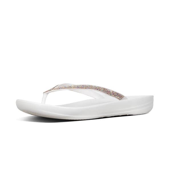 Fitflop R08-194 Iqushion Sparkle Ladies Urban White Toe Post Sandals - elevate your sole