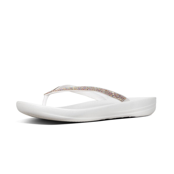Fitflop R08-194 Iqushion Sparkle Ladies Urban White Toe Post Sandals - elevate your sole