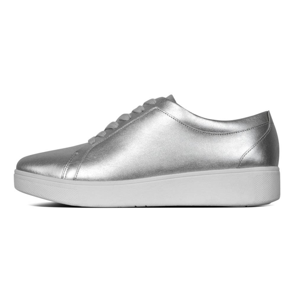 Fitflop Rally X22-011 Ladies Silver Leather Lace Up Trainers-elevate your sole