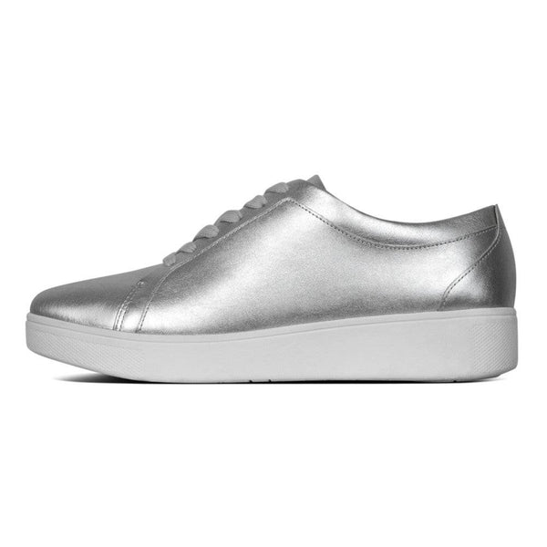 Fitflop Rally X22-011 Ladies Silver Leather Lace Up Trainers-elevate your sole