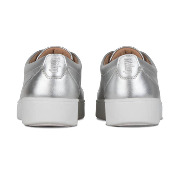 Fitflop Rally X22-011 Ladies Silver Leather Lace Up Trainers - elevate your sole