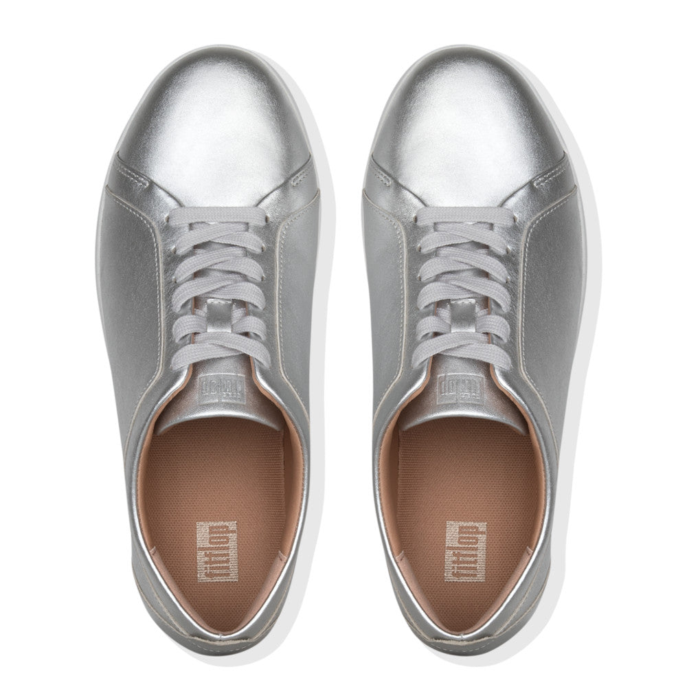 Fitflop Rally X22-011 Ladies Silver Leather Lace Up Trainers - elevate your sole