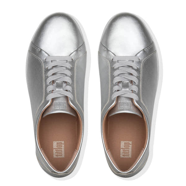 Fitflop Rally X22-011 Ladies Silver Leather Lace Up Trainers - elevate your sole
