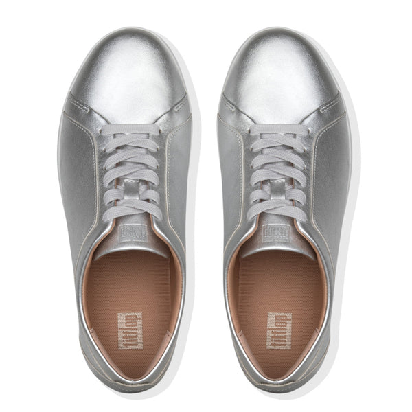 Fitflop Rally X22-011 Ladies Silver Leather Lace Up Trainers - elevate your sole