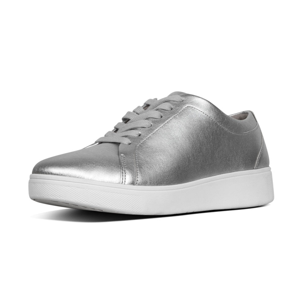 Fitflop Rally X22-011 Ladies Silver Leather Lace Up Trainers - elevate your sole