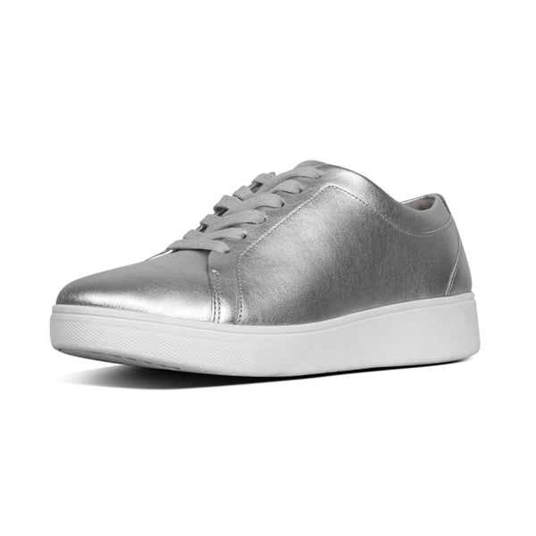 Fitflop Rally X22-011 Ladies Silver Leather Lace Up Trainers - elevate your sole