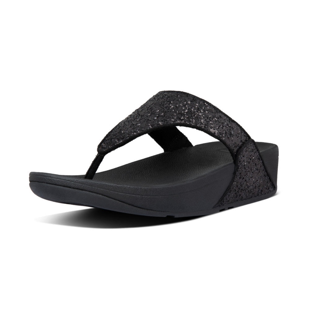 Fitflop X03-339 Lulu Glitter Ladies Black Glitter Toe Post Sandals - elevate your sole