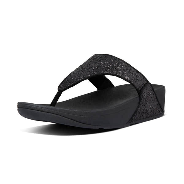 Fitflop X03-339 Lulu Glitter Ladies Black Glitter Toe Post Sandals - elevate your sole