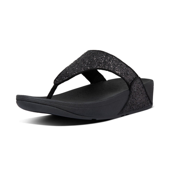 Fitflop X03-339 Lulu Glitter Ladies Black Glitter Toe Post Sandals - elevate your sole
