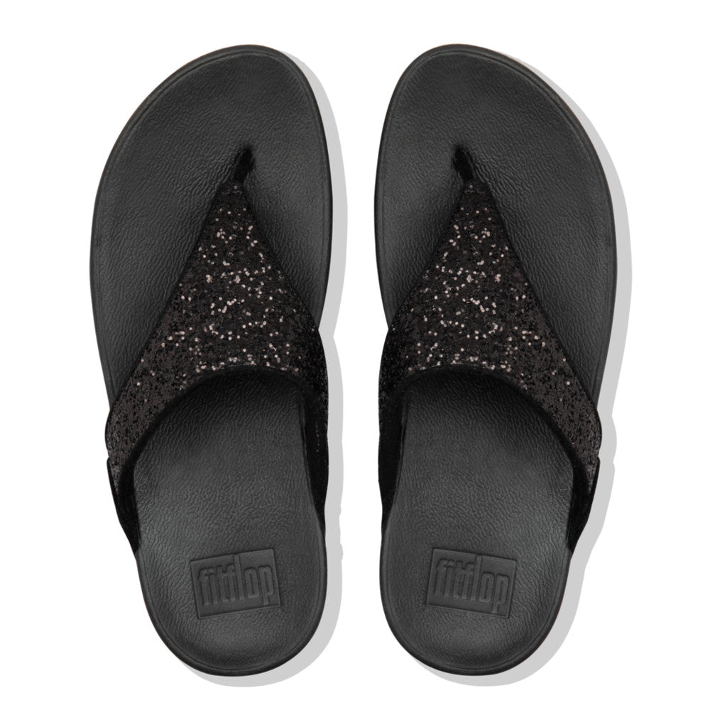 Fitflop X03-339 Lulu Glitter Ladies Black Glitter Toe Post Sandals - elevate your sole