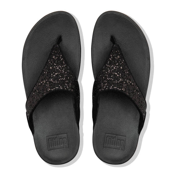 Fitflop X03-339 Lulu Glitter Ladies Black Glitter Toe Post Sandals - elevate your sole