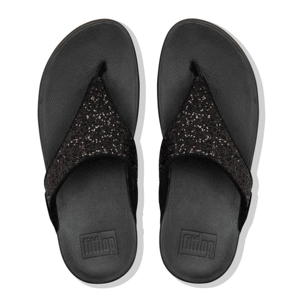 Fitflop X03-339 Lulu Glitter Ladies Black Glitter Toe Post Sandals - elevate your sole
