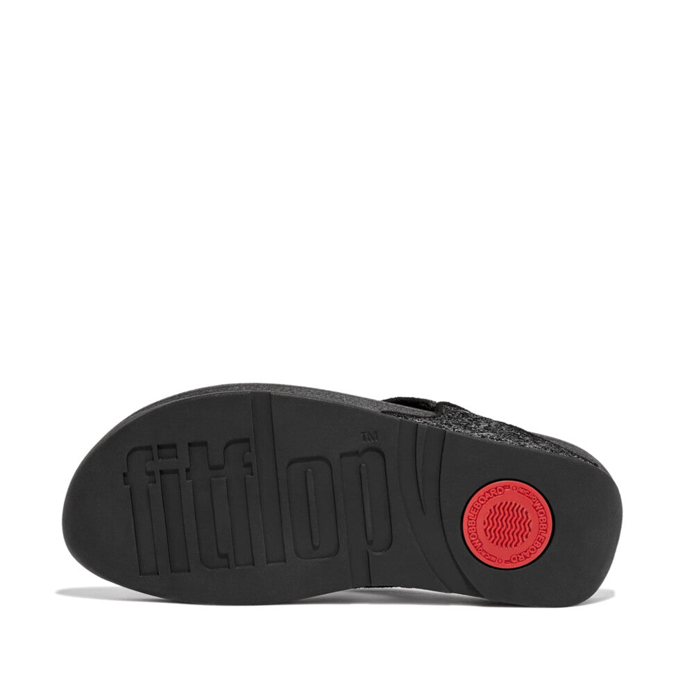 Fitflop X03-339 Lulu Glitter Ladies Black Glitter Toe Post Sandals - elevate your sole