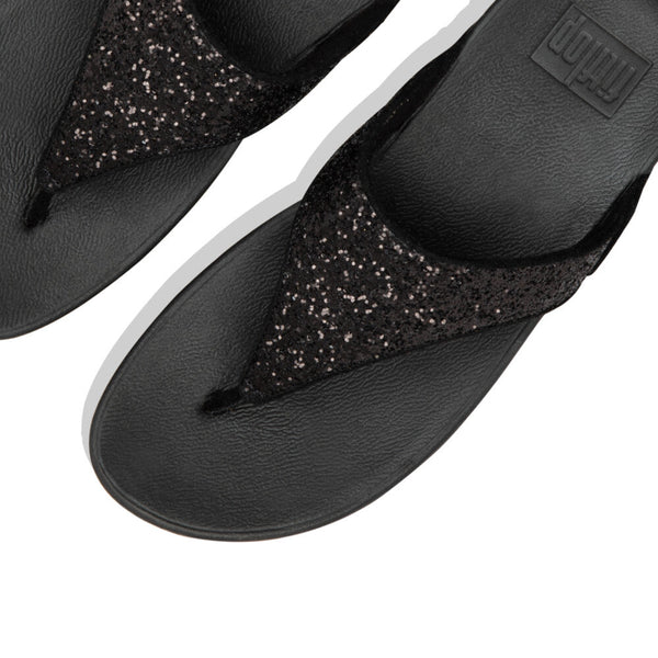 Fitflop X03-339 Lulu Glitter Ladies Black Glitter Toe Post Sandals - elevate your sole