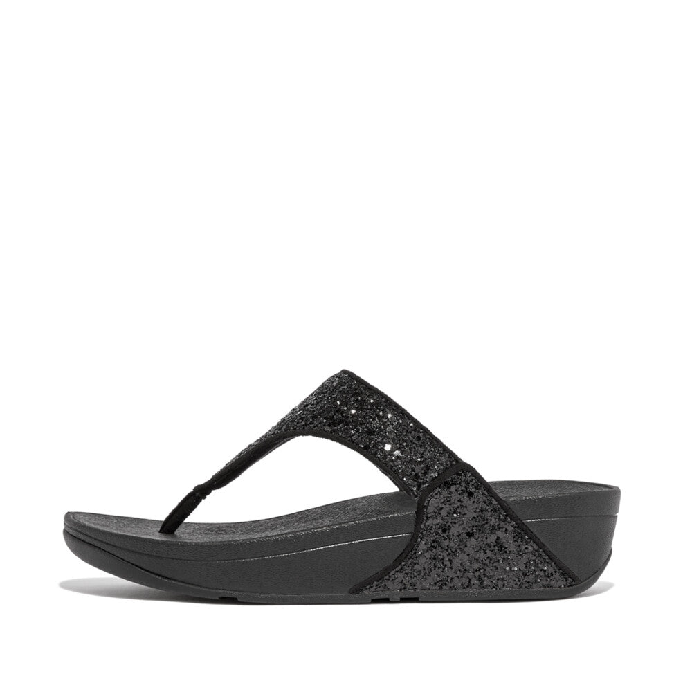 Fitflop X03-339 Lulu Glitter Ladies Black Glitter Toe Post Sandals - elevate your sole