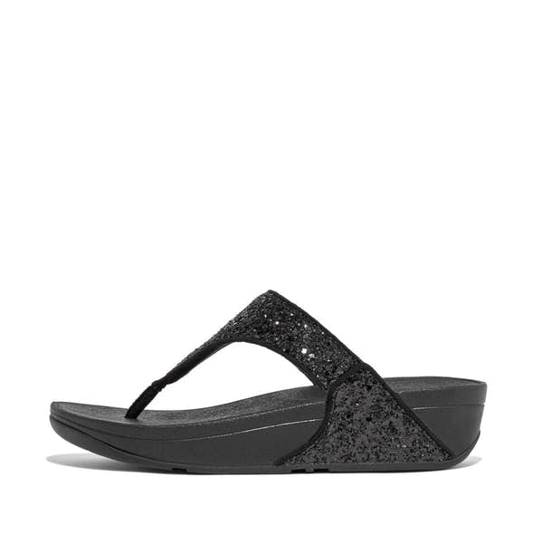Fitflop X03-339 Lulu Glitter Ladies Black Glitter Toe Post Sandals - elevate your sole