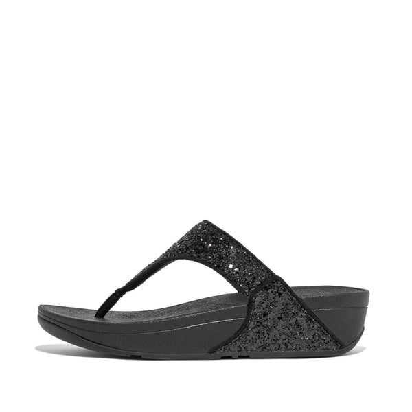 Fitflop X03-339 Lulu Glitter Ladies Black Glitter Toe Post Sandals - elevate your sole