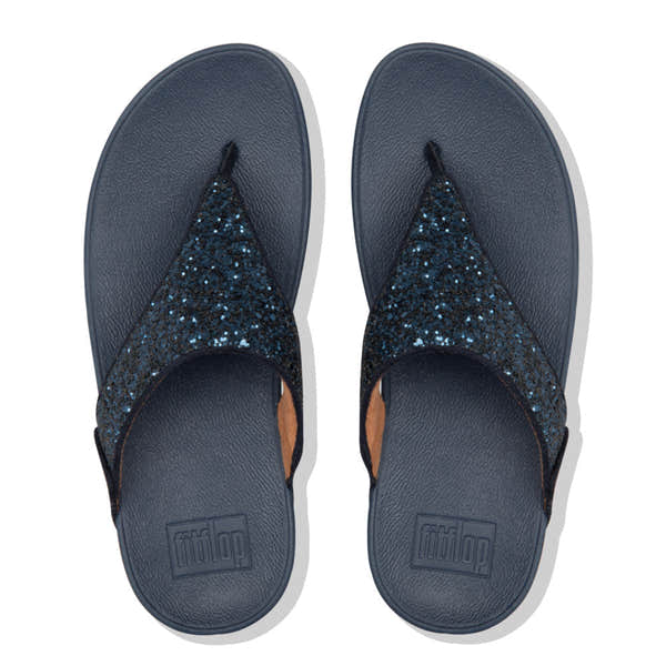 Fitflop X03-399 Lulu Glitter Ladies Midnight Navy Glitter Toe Post Sandals - elevate your sole