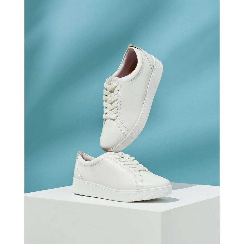 Fitflop X22-194 Rally Ladies Urban White Leather Lace Up Trainers - elevate your sole