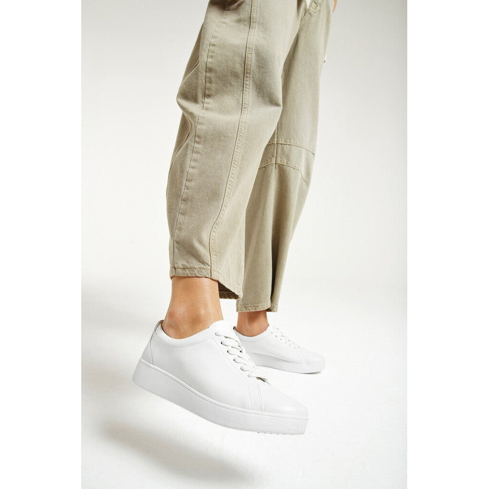 Fitflop X22-194 Rally Ladies Urban White Leather Lace Up Trainers - elevate your sole