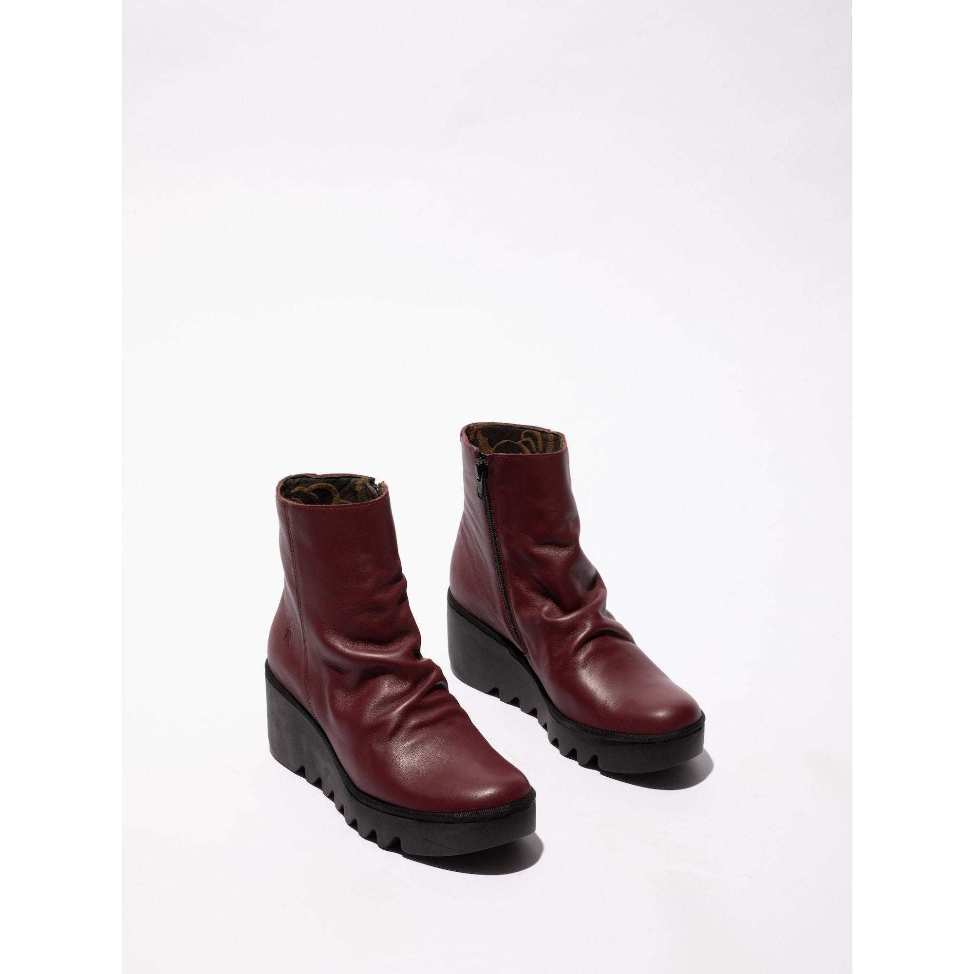 Fly BAAN538 Dublin Ladies Wine Leather Side Zip Ankle Boots-elevate your sole