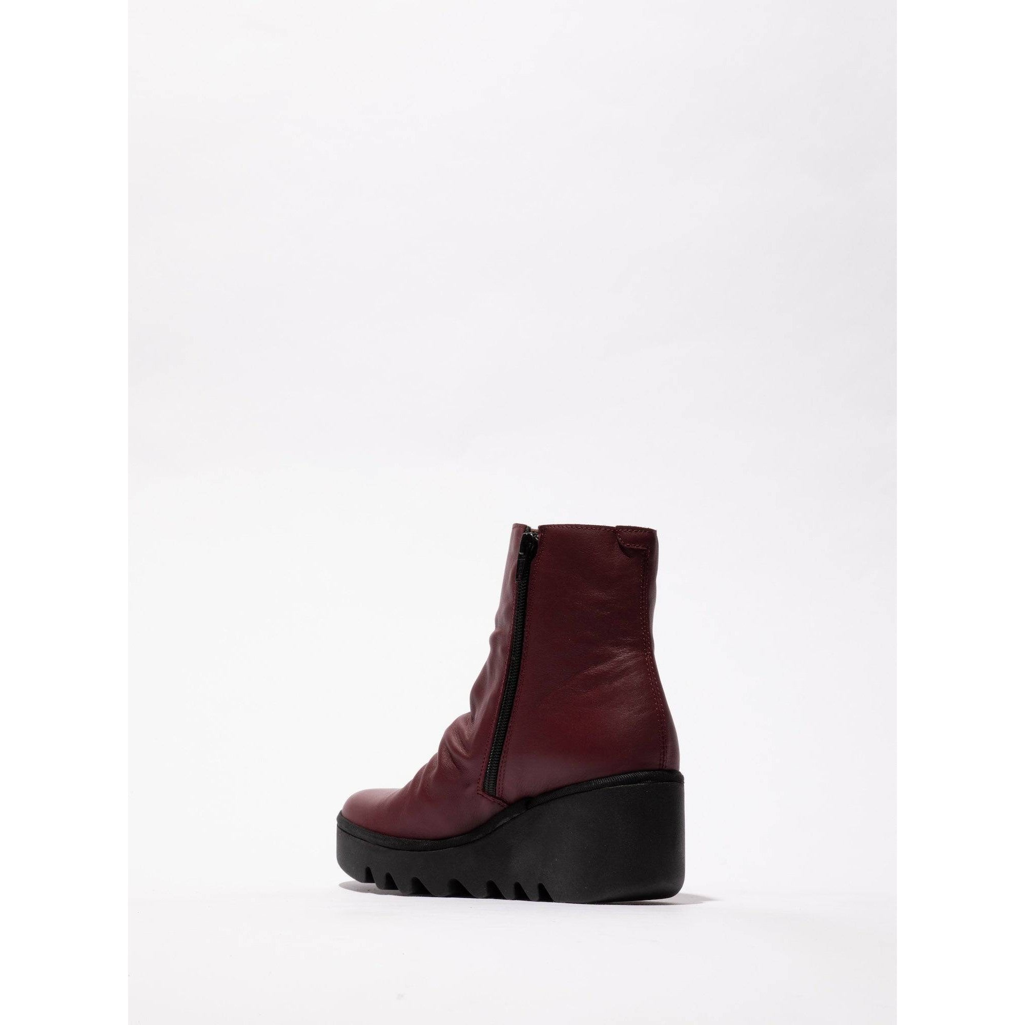 Fly BAAN538 Dublin Ladies Wine Leather Side Zip Ankle Boots-elevate your sole